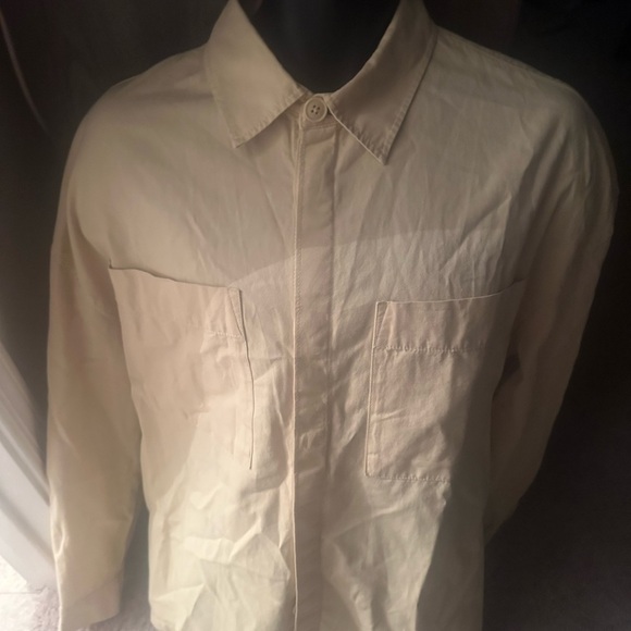 Men’s new size Small S Zara button down long sleeve shirt dual pockets yellow - Picture 2 of 6